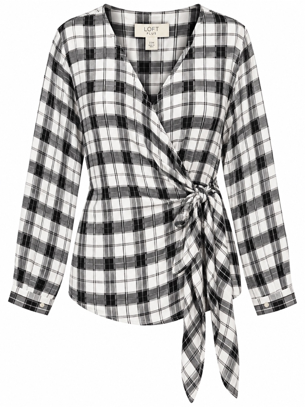 LOFT Plus Women’s NWT Plaid Wrap Front Tie Waist Top Size 22